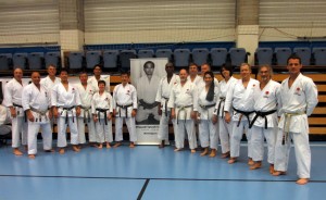 (Click to Enlarge) Sensei Shahinaz Pelter& Patrick Pelterwith the JKA England Group in the JKA Europe Gasshuku (camp) in Brussels, November 2015
