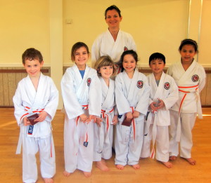 (Click to Enlarge) Conner, Aroa & Max, Well Done! Your Basics & Kihon Kata are looking good now! Orange strips belts on merit! 