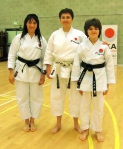 Sensei Shahinaz & Patrick with Sensei Hirayama (6th Dan), JKAE Spring International Course, 2012