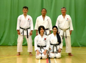 (Click to Enlarge) Sensei Shahinaz Pelter, Patrick Pelter with Sensei Imura (8th Dan), Sensei Sawada (7th Dan) and Sensei Ohta (7th Dan), September 2015