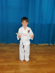 WeELL DONE ALFIE! Your Basics & Kata are Looking Good! Well deserved Orange & White Stripes!!