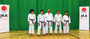 Sensei Shahinaz Pelter and Patrick Pelter with Sensei Ohta, Sensei Shiina & Sensei Sawada,JKAE Autumn International Course,September 2014