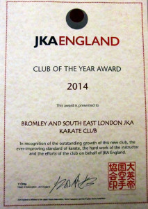 Bromley & South East London JKA Karate Club Is A Winner!