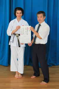 (Click to Enlarge) Patrick Pelter is honoured to be presented, with his prestigious Ni Dan Certificate, which has just arrived from Japan, by Sensei Ohta(7th Dan) JKA Englnd Chief Instructor, Wednesday 20th July 2016. 
