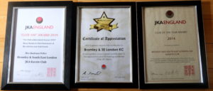 (Click to En;large) Bromley & South East London JKA Karate Club Previous Awards Certificates:2014, 2016 & 2019