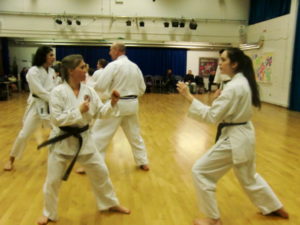 (Click to Enlarge) Vicky, Marta, Mark & Parick during one of Sensei Adel Great Kumite exercise .