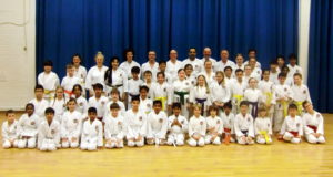 (Click to Enlarge) Sensei Shahinaz & junior instructor Patrick Pelter with Examiner Sensei Dobson & some members of Bromley & South East London JKa Karate Club, 29th March 2017