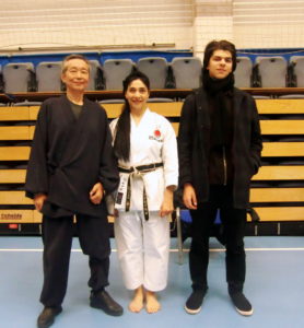 (Click to Enlarge) Sensei Shahinaz Pelter & Patrick Pelter with JKAE friend and a great Instructor Sensei Kuzihiro Sawada (7th Dan), JKA Belgium. JKA Europe Gasshuku, November 2017