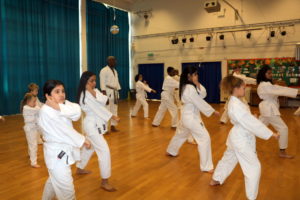 Members of Bromley & South East London JKA Karate Club Special Easter Training Sessions with Guest Instructor Sensei Roy MBE (6th Dan) Member of the JKA England Technical Committee, April 2019.