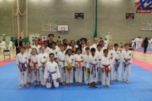 (Click to Enlarge) Bromley & South East London JKA Karate Club Squad with Sensei Shahinaz Pelter & Sensei Patrick Pelter, JKA National Championships, June 2019.