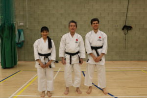 (Click to Enlarge) Sensei Imamura, 8th Dan, Sensei Shahinaz, 3rd Dan & Sensei Patrick ,2nd Dan at JKA England Spring International Course May 2022. Many Congratulatons to Sensei Shahinaz! 